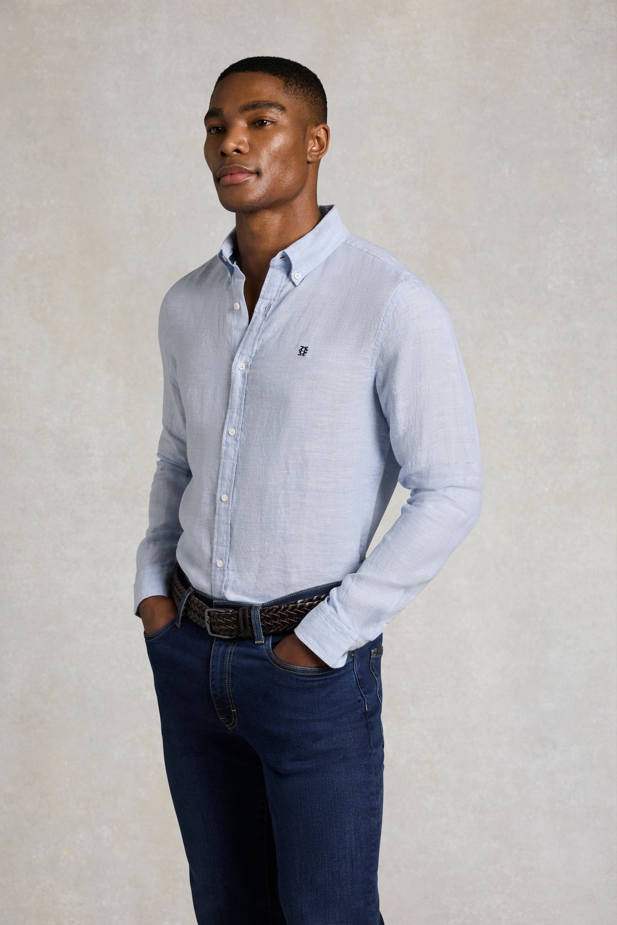 Men's Regular Fit Linen Shirt (Sky Blue)