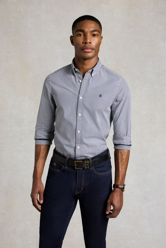 Men's Classic Fit Button Down Shirt (Navy Gingham)