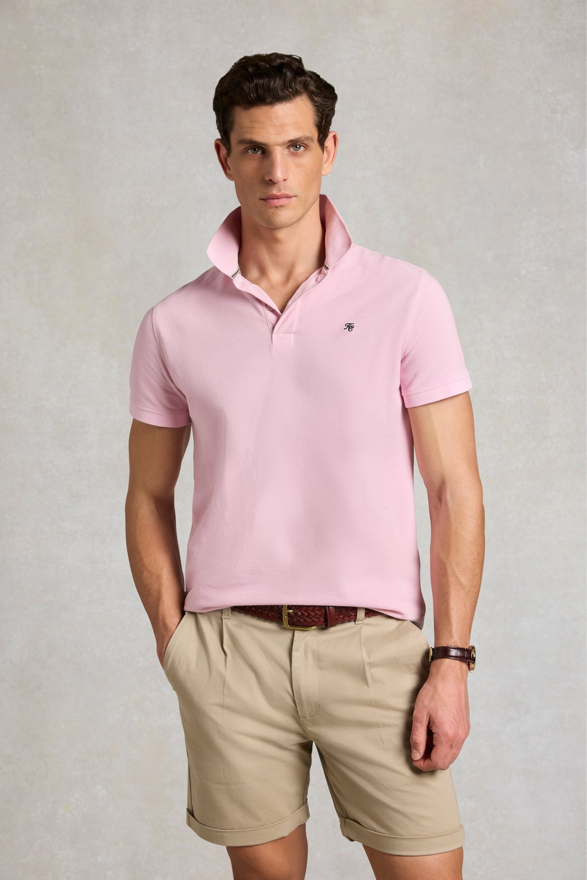 Men's Classic Short Sleeve Polo Shirt (Pink)