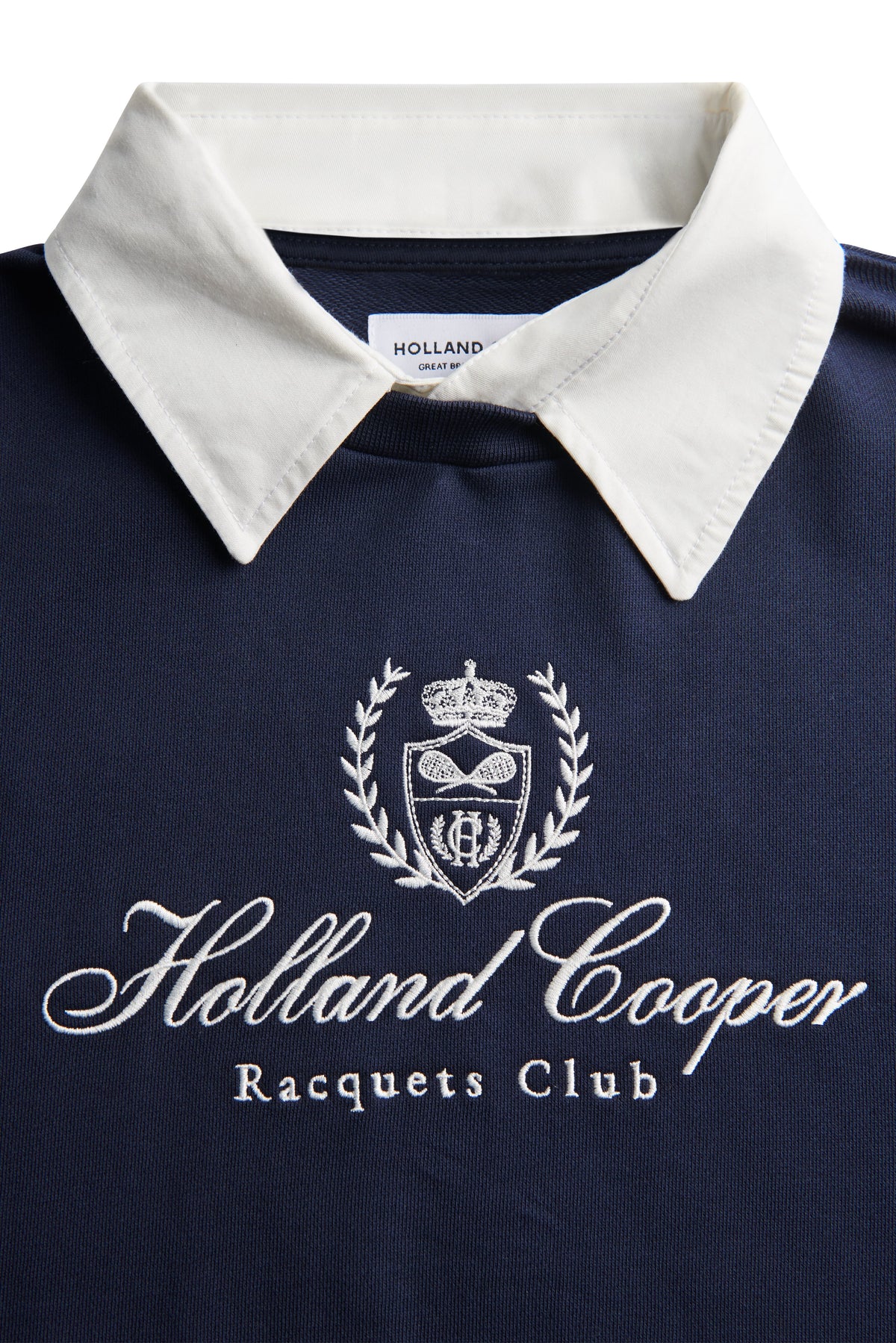 Mock Collar Crew Neck Sweat (Navy)