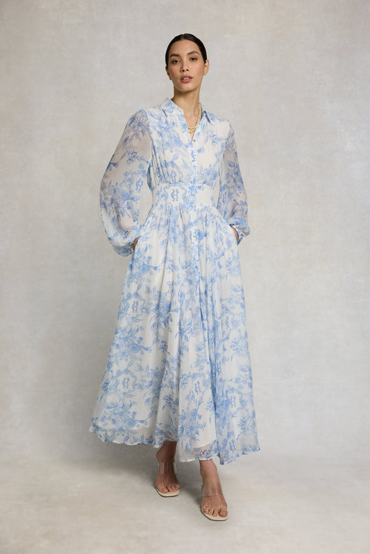 Paros Shirt Dress (English Blue Garden)