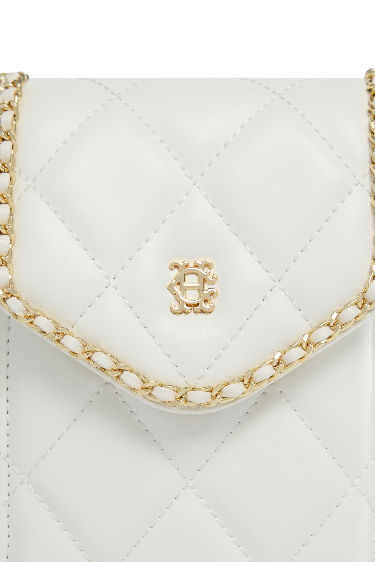 Quilted Chain Crossbody Pouch (Cream)