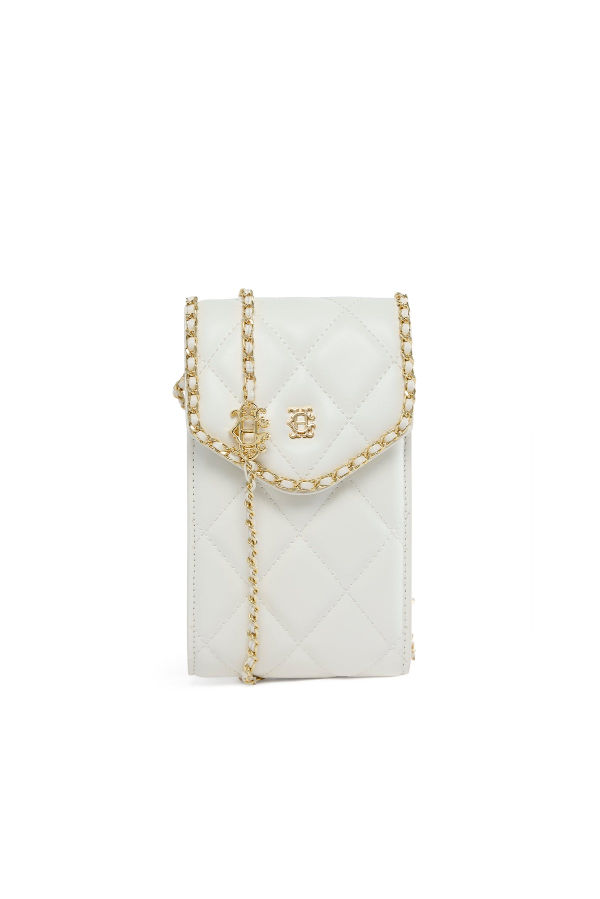 Quilted Chain Crossbody Pouch (Cream)