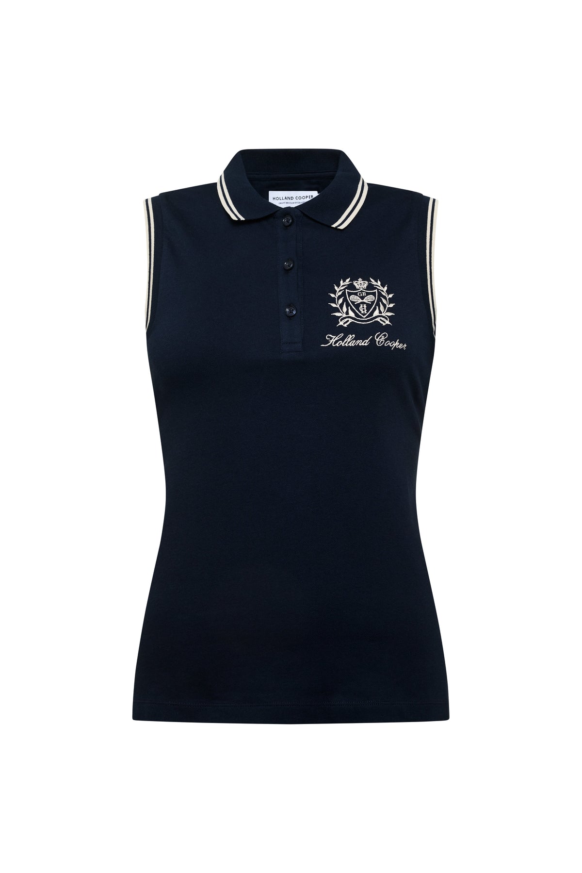 Sleeveless Collegiate Polo Shirt (Ink Navy)