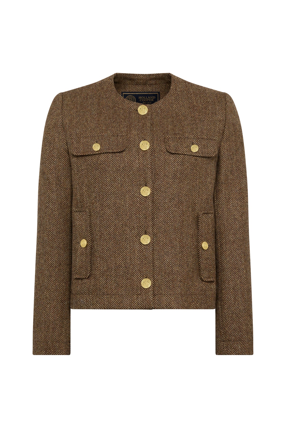 Chelsea Jacket (Large Scale Brown Herringbone)