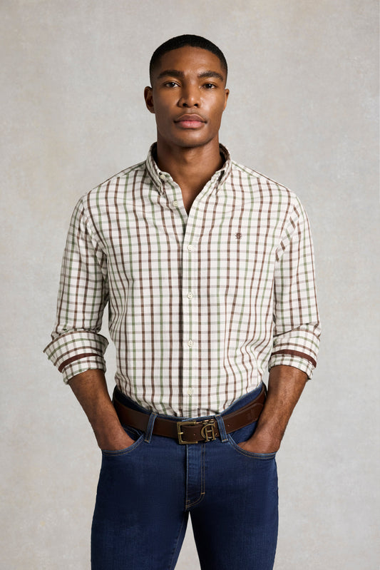 Men's Relaxed Fit Button Down Shirt (Bourton Green Check)