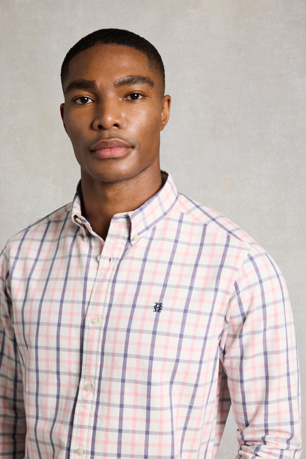 Men's Relaxed Fit Button Down Shirt (Bourton Pink Check)