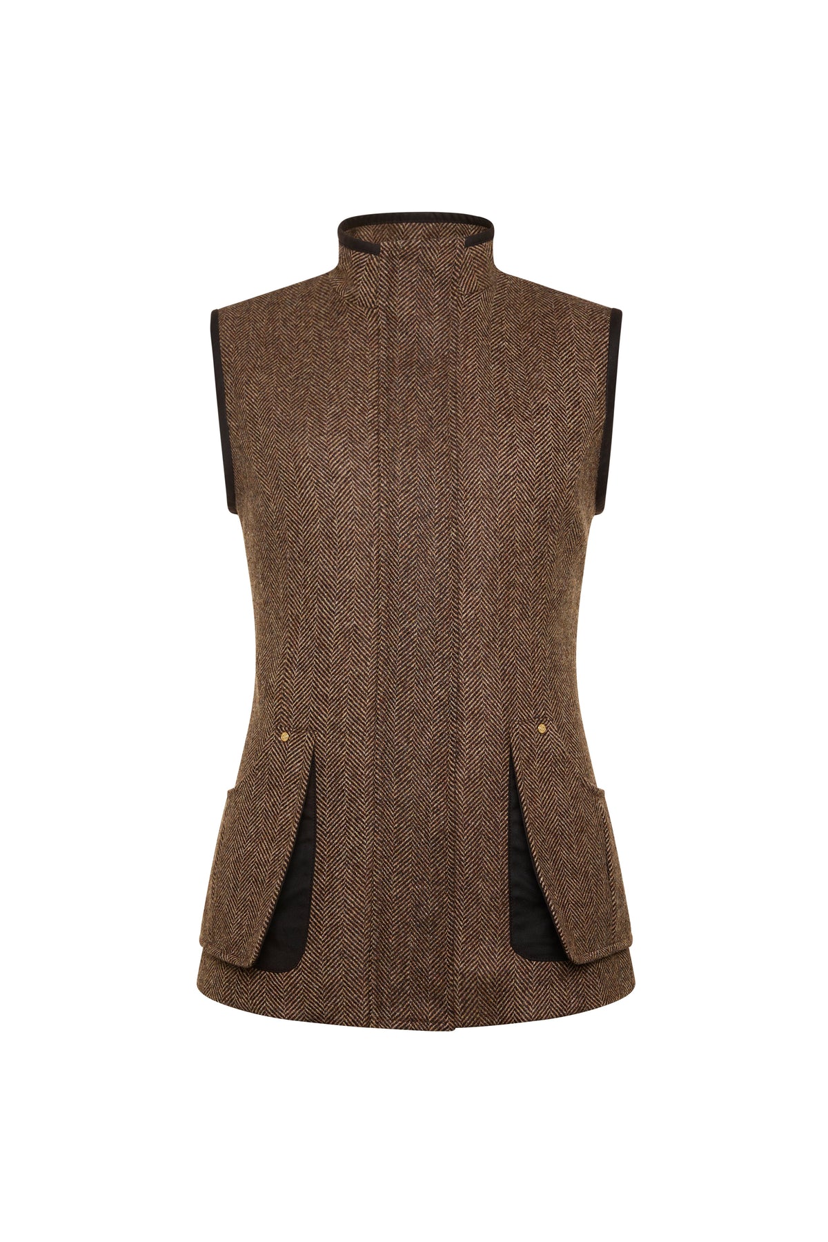 Country Classic Tweed Gilet (Large Scale Brown Herringbone)