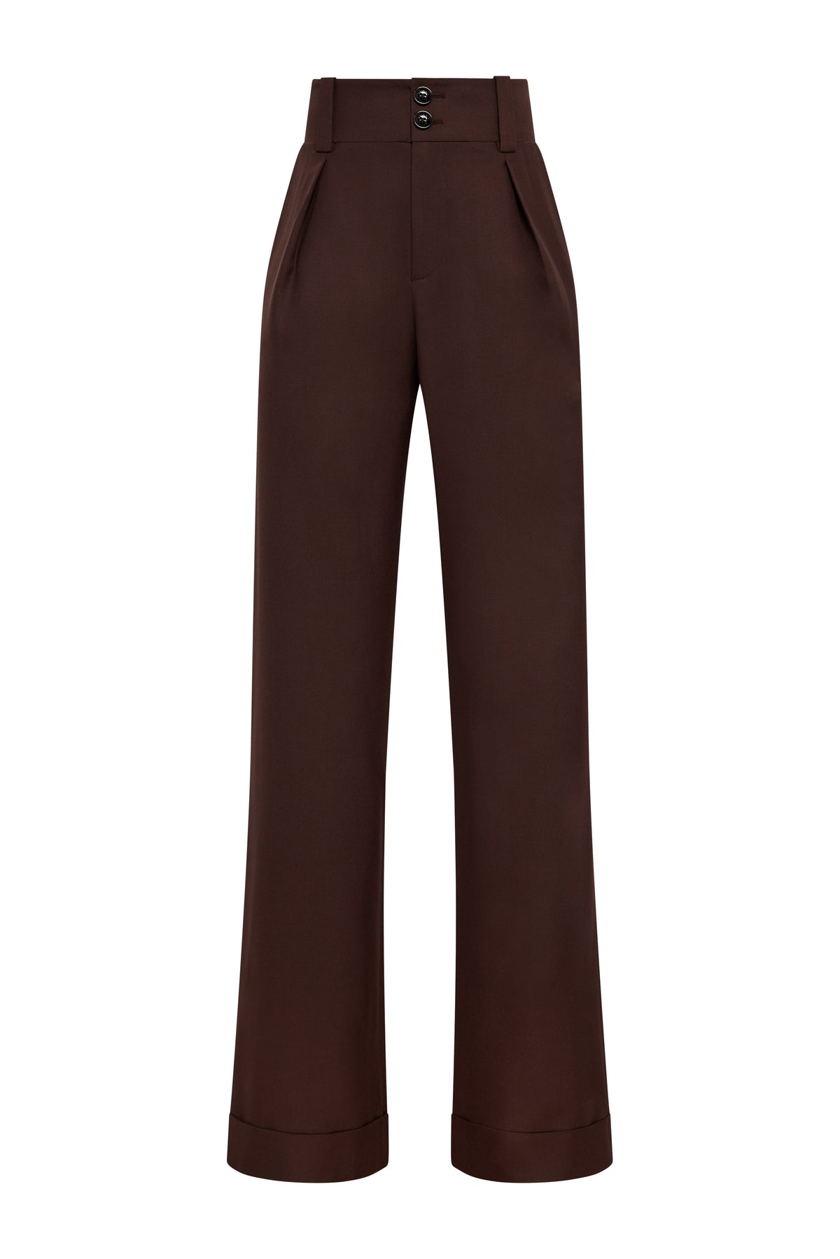 High Waisted Wide Leg Trouser (Walnut Twill)