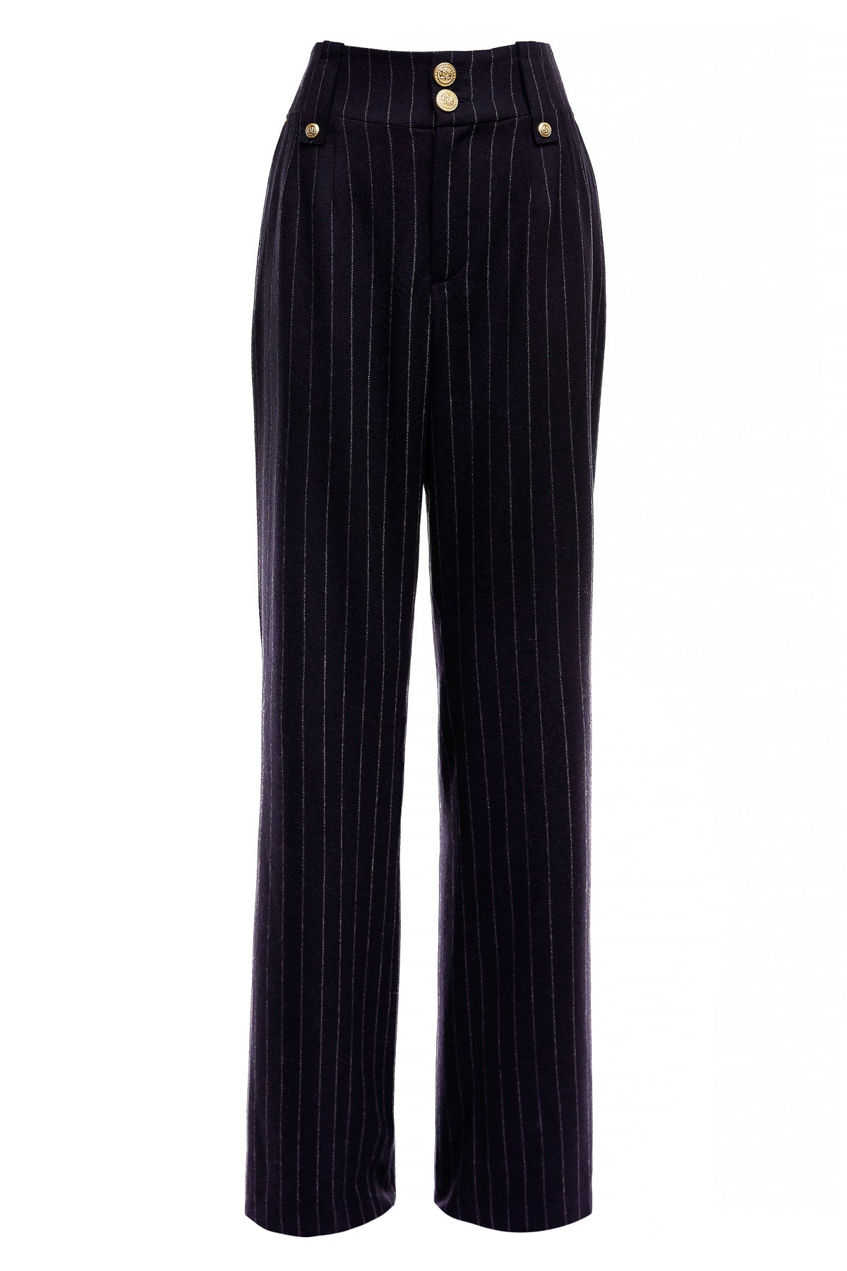 Clare Balding's Cheltenham Look (Navy Chalk Pinstripe)