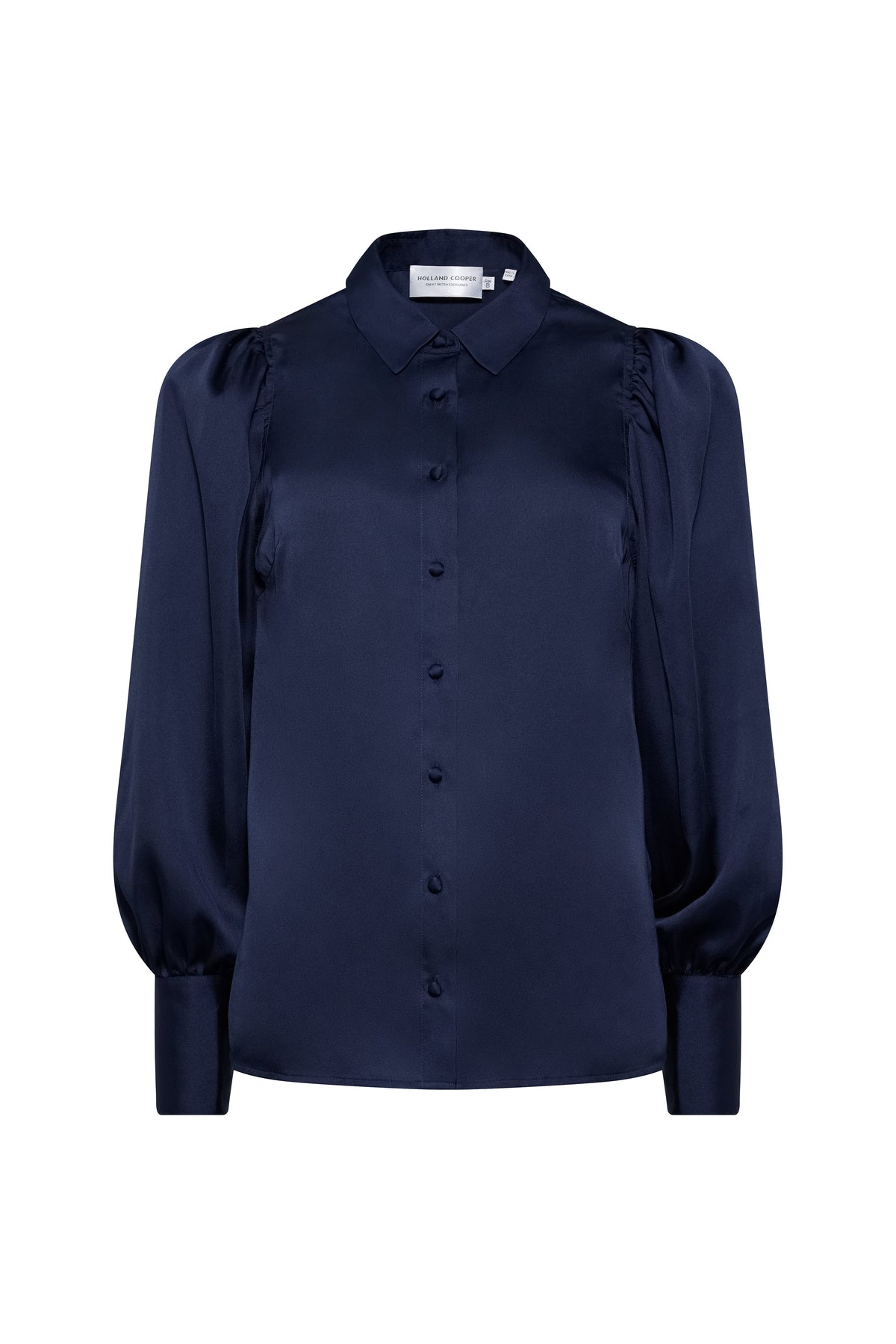 Iona Satin Shirt (Deep Navy)