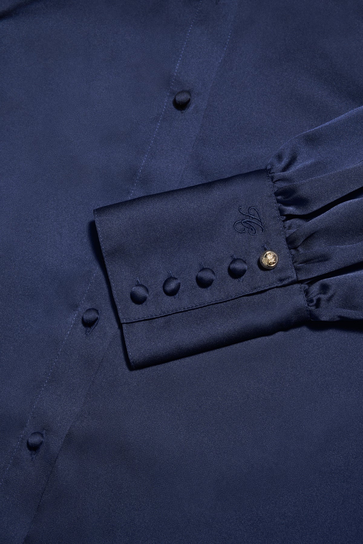 Iona Satin Shirt (Deep Navy)