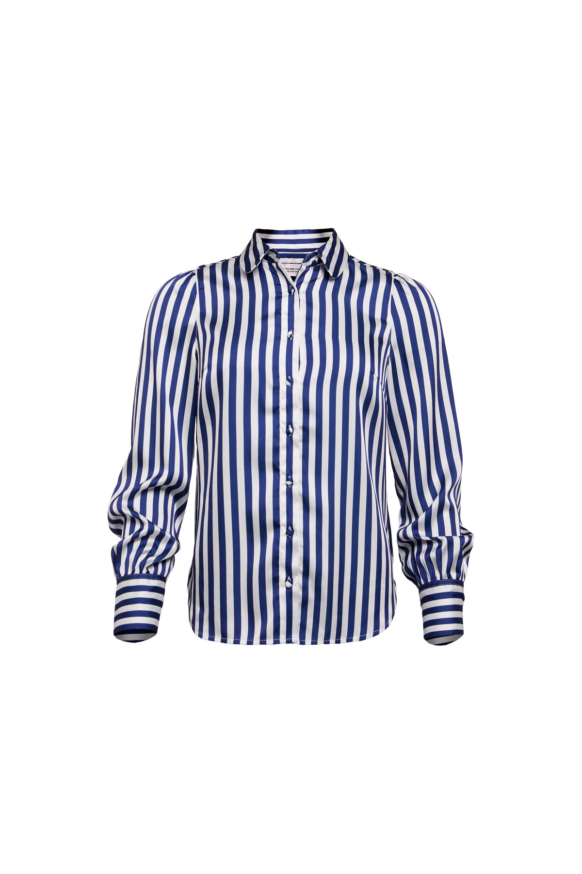Isla Satin Shirt (Navy Stripe)
