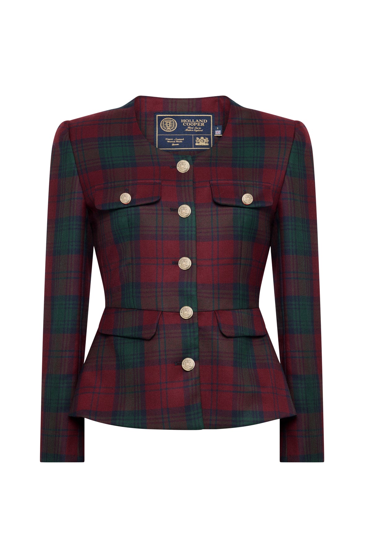 Tailored Peplum Jacket (Mulberry Tartan)