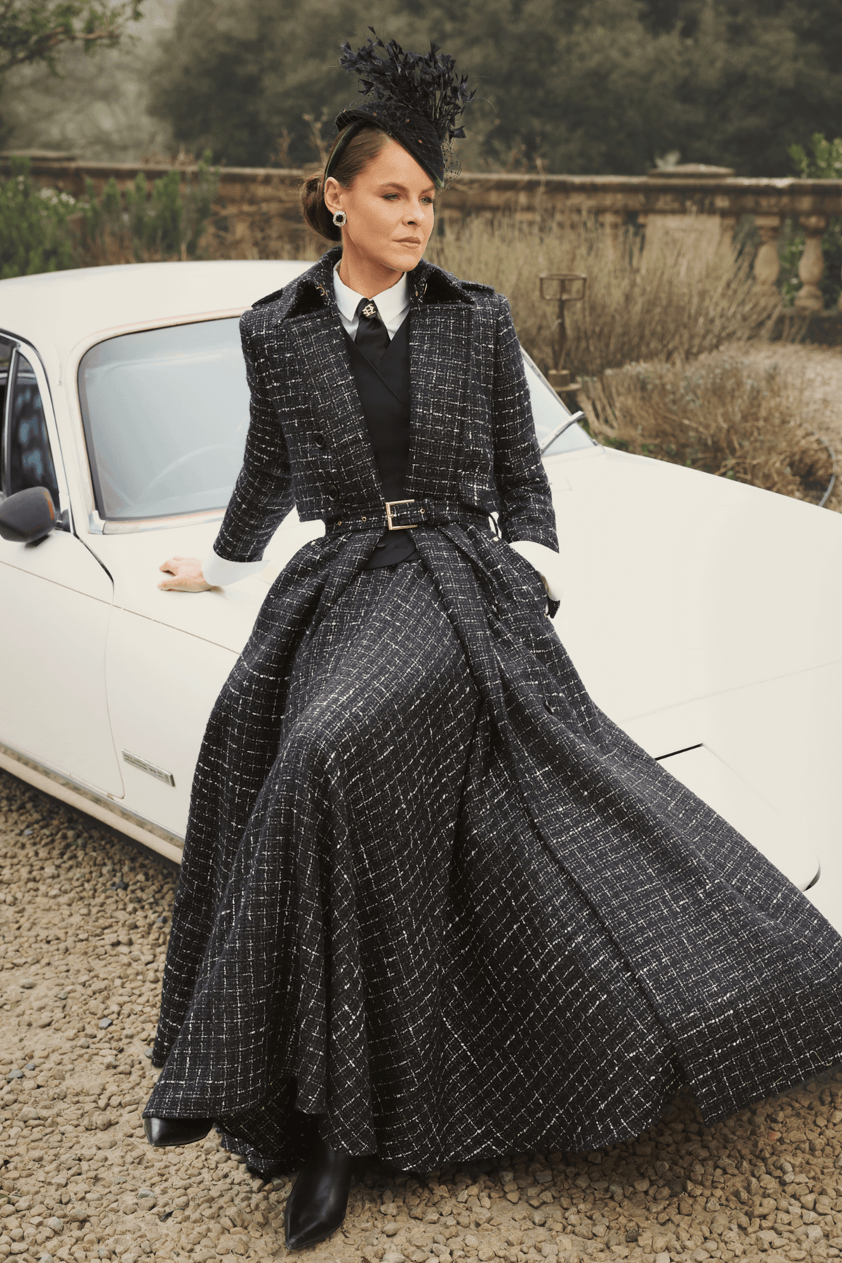 Jade's Cheltenham Look (Black & Silver Couture Tweed)