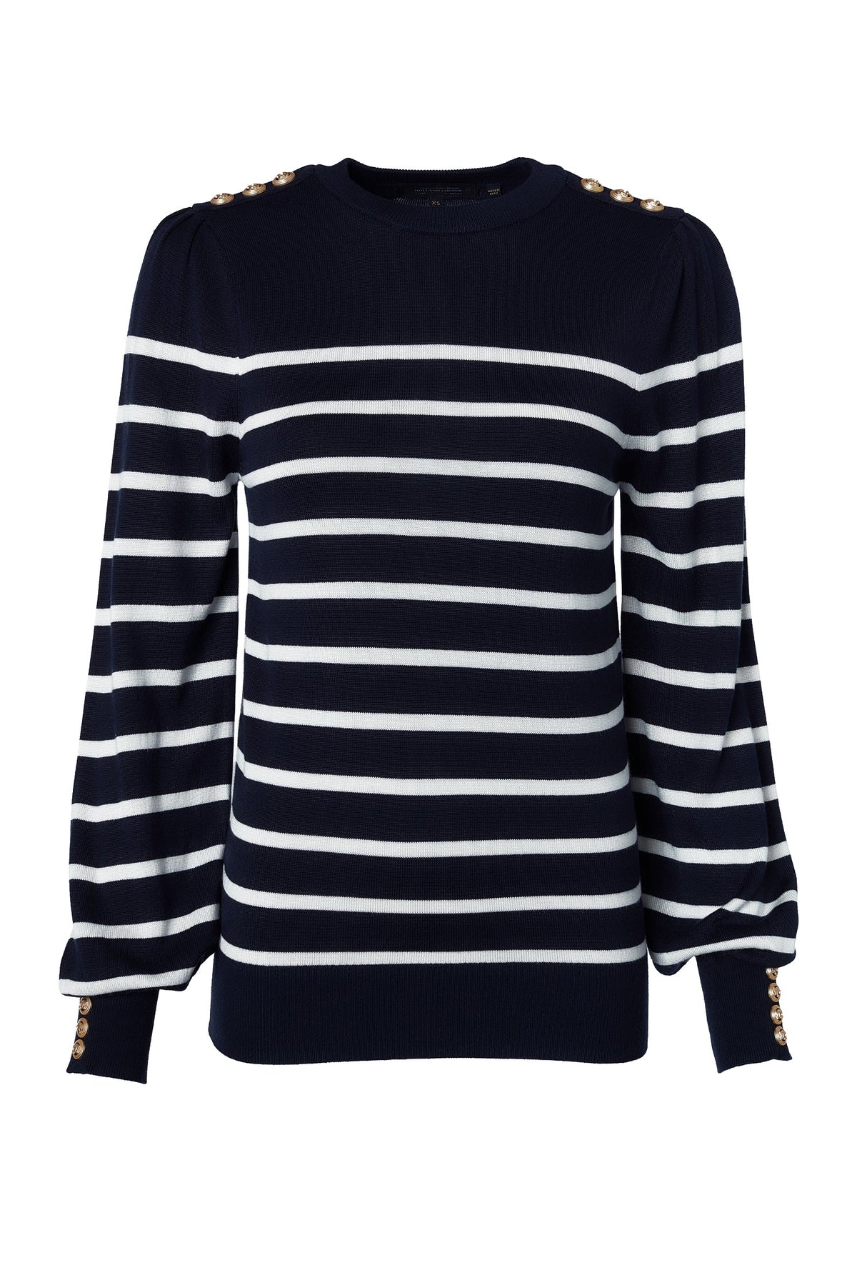 Kelsie Crew Neck Knit (Ink Navy Stripe)