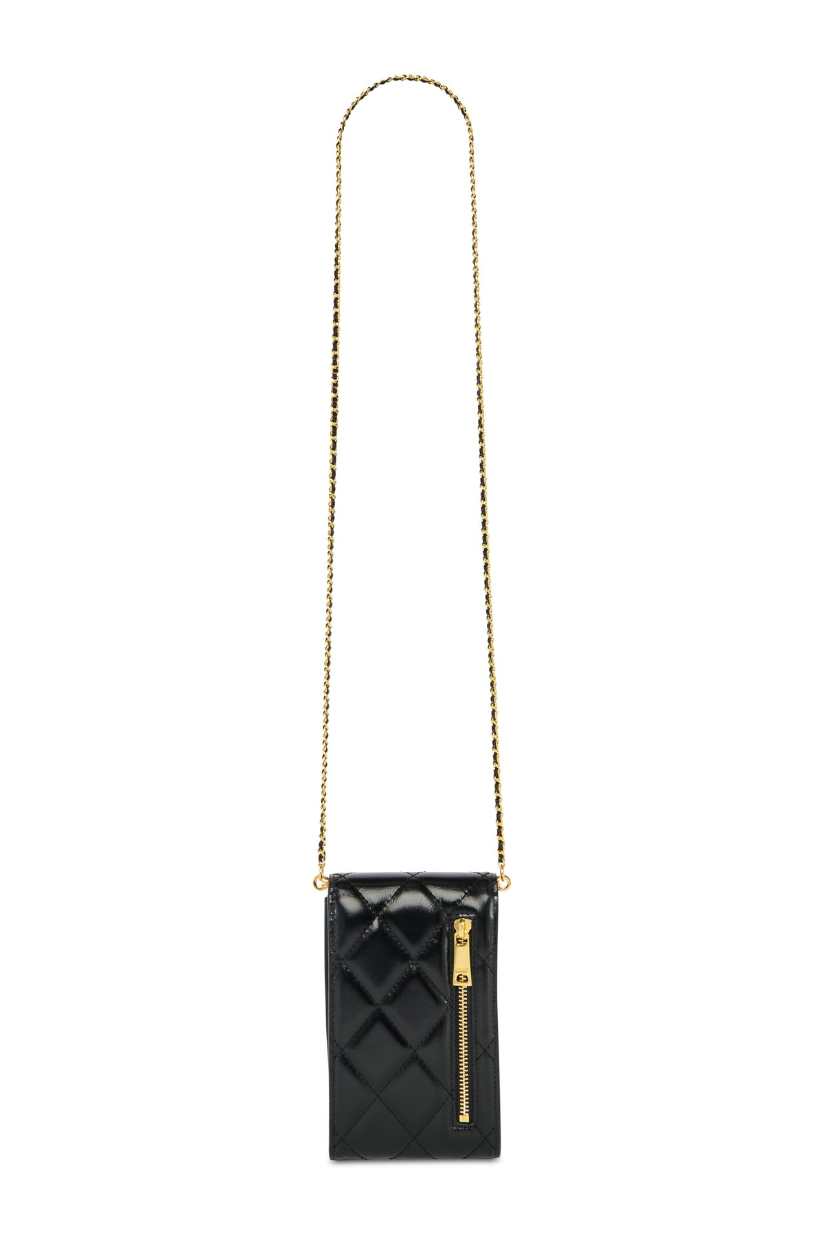 Knightsbridge Quilted Phone Pouch (Black Leather)