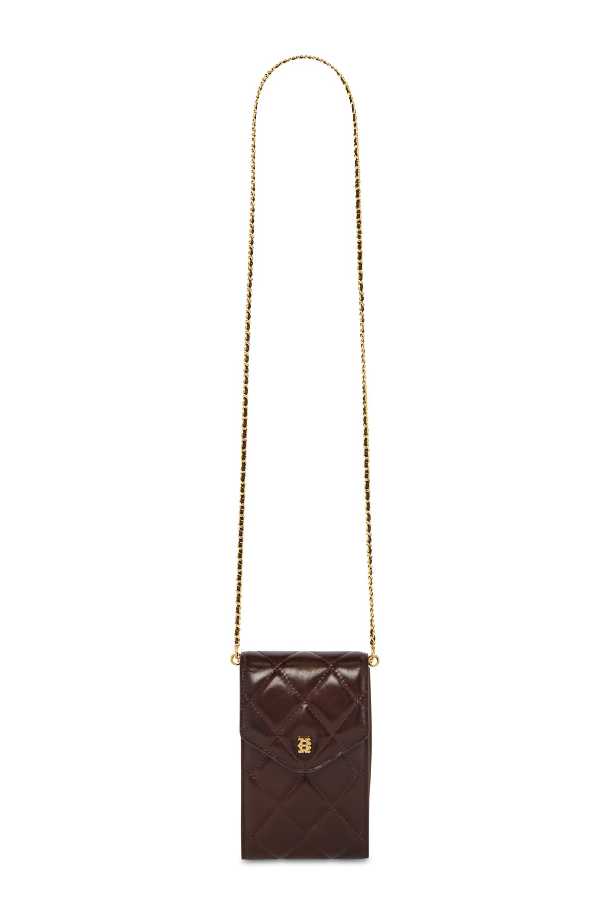 Knightsbridge Quilted Phone Pouch (Chestnut Leather)