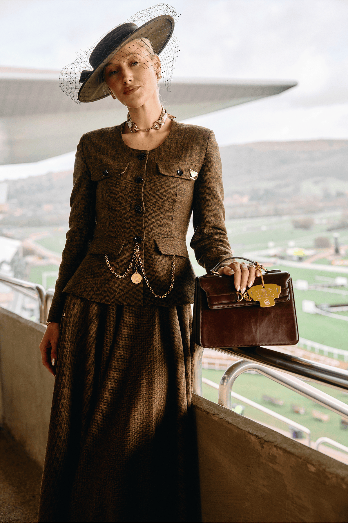 Leonora Smee's Cheltenham Look (Tobacco Herringbone)