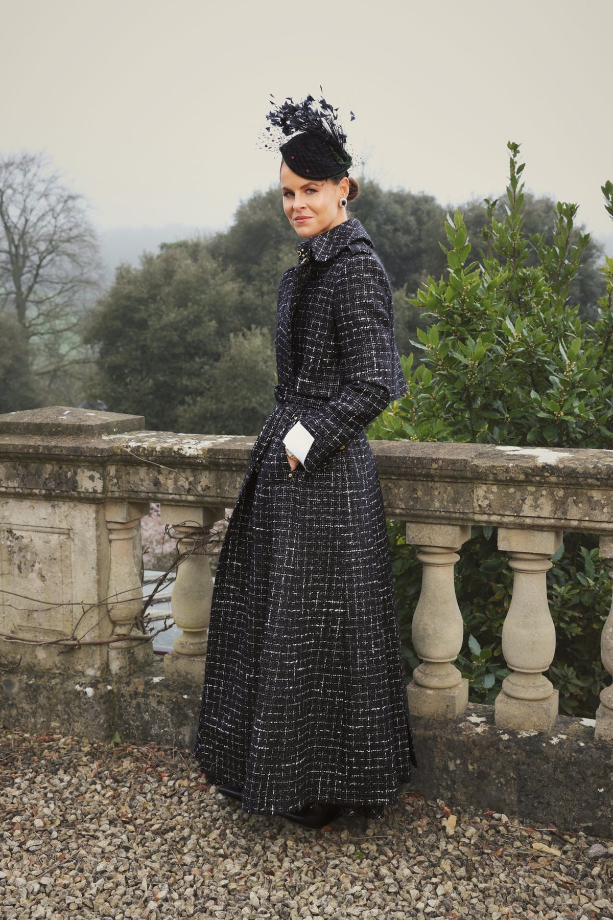 360 Maxi Tweed Circle Skirt (Black & Silver Couture Tweed)