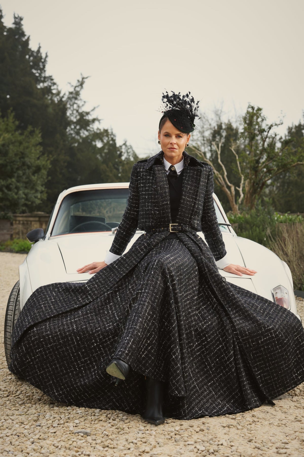 360 Maxi Tweed Circle Skirt (Black & Silver Couture Tweed)