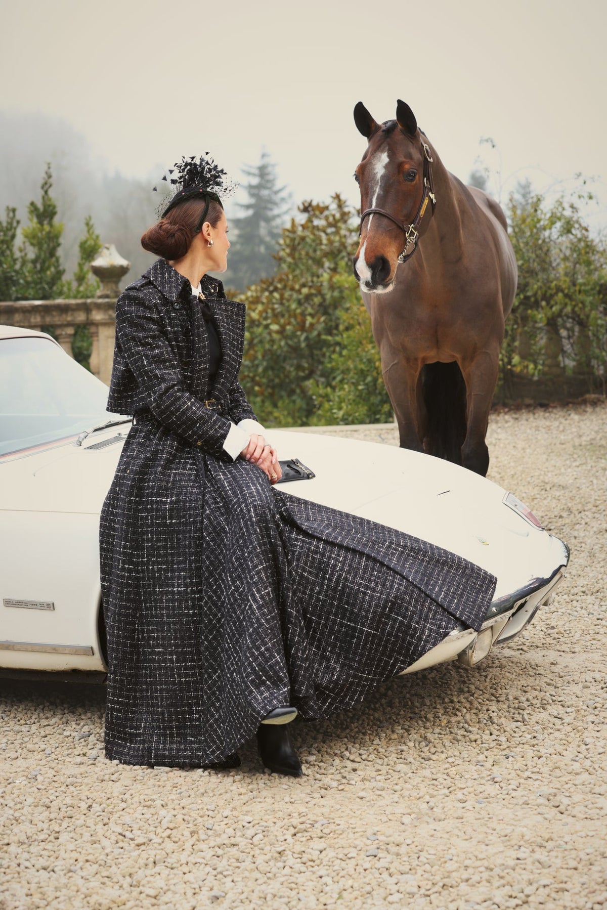 360 Maxi Tweed Circle Skirt (Black & Silver Couture Tweed)