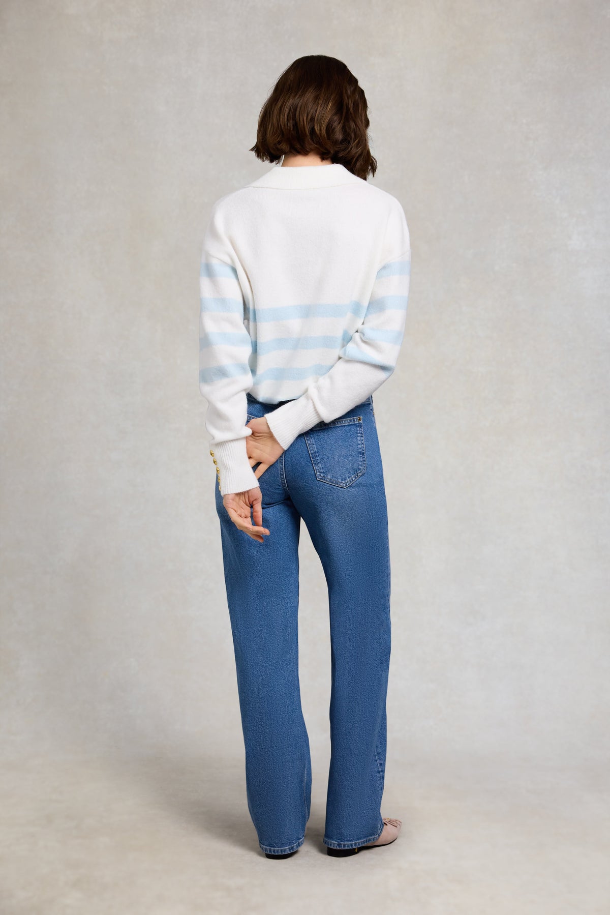 Lydia Quarter Zip Knit (Natural Powder Blue)