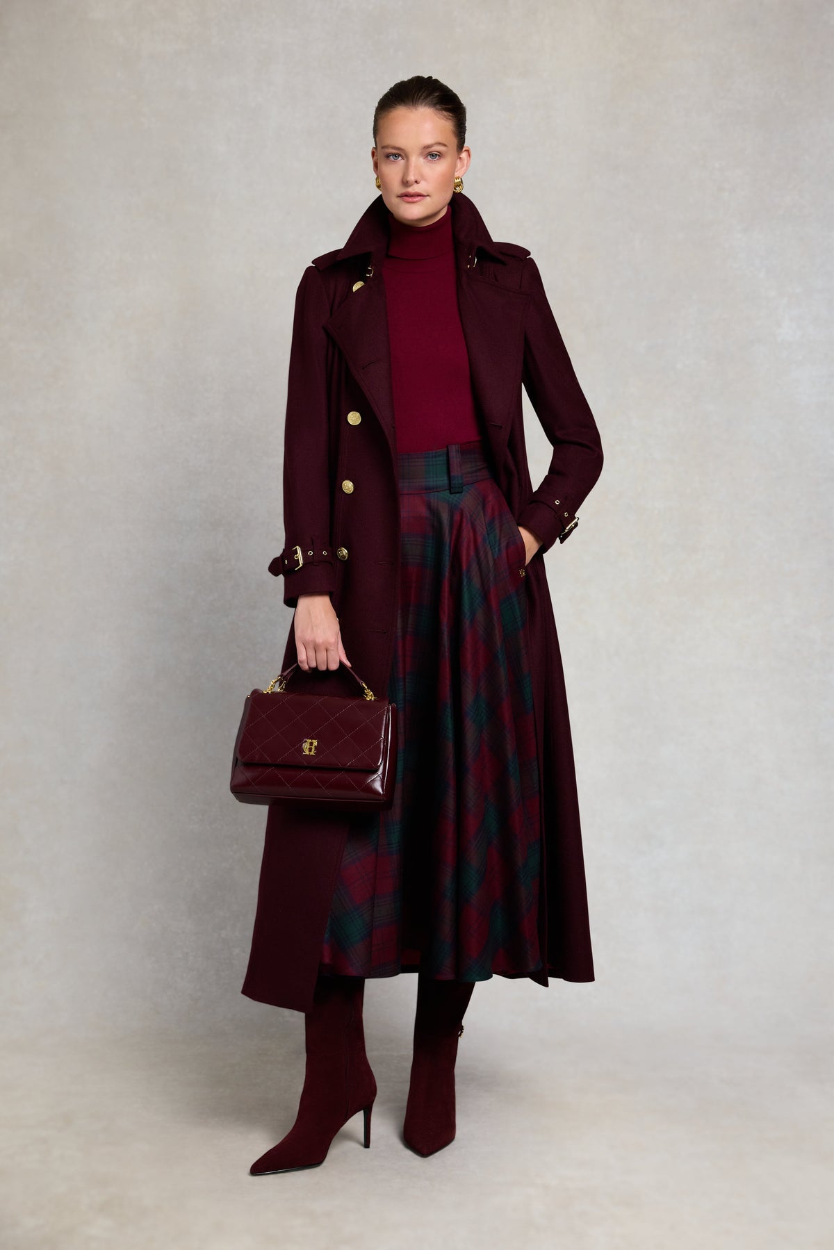 Full Length Marlborough Trench Coat (Mulberry)