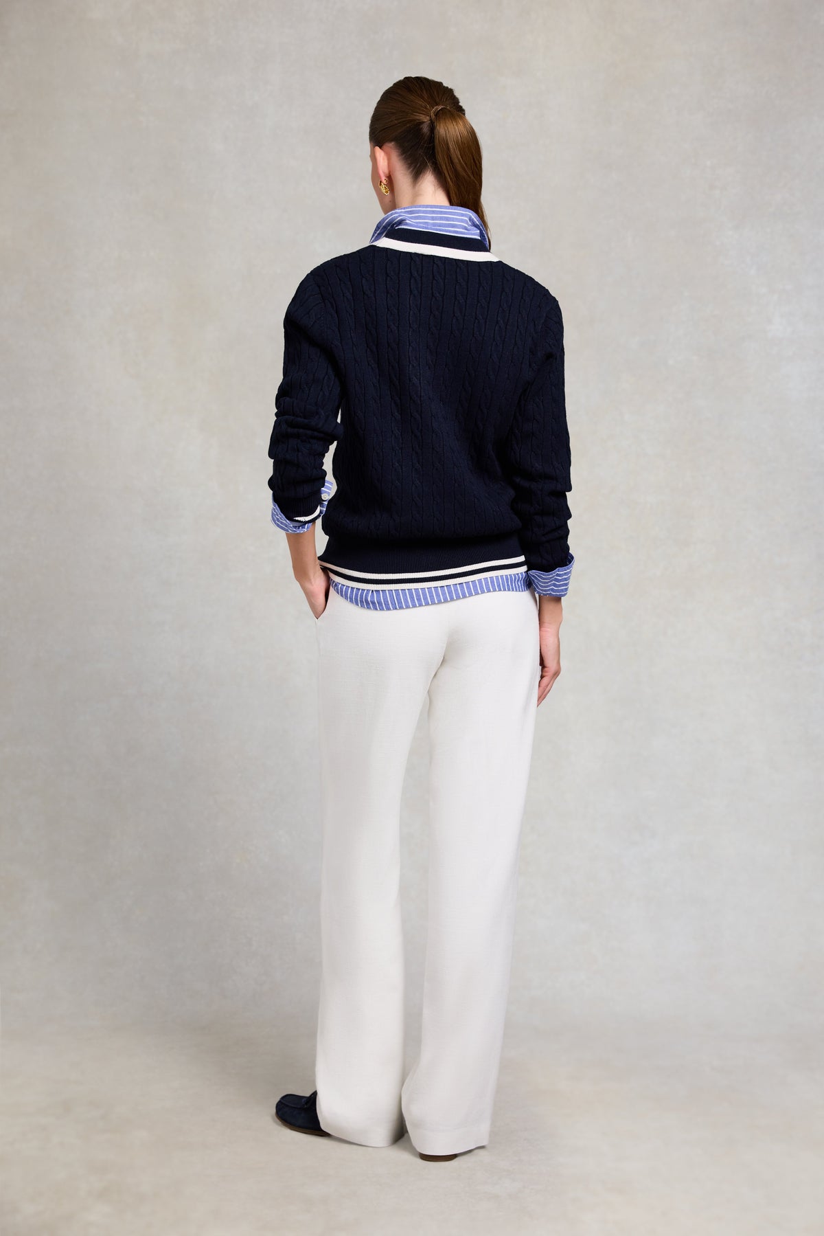 Melissa V Neck Knit (Ink Navy Natural)