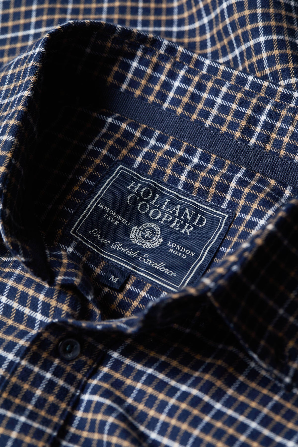 Men's Classic Fit Brushed Cotton Shirt (Cheltenham Navy Check)