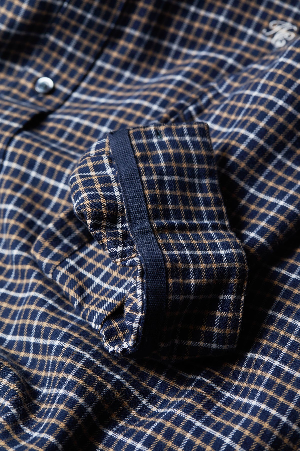 Men's Classic Fit Brushed Cotton Shirt (Cheltenham Navy Check)