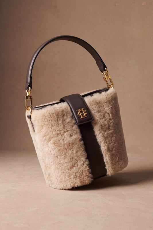 Milan Mini Bucket Bag (Cream Sherpa)