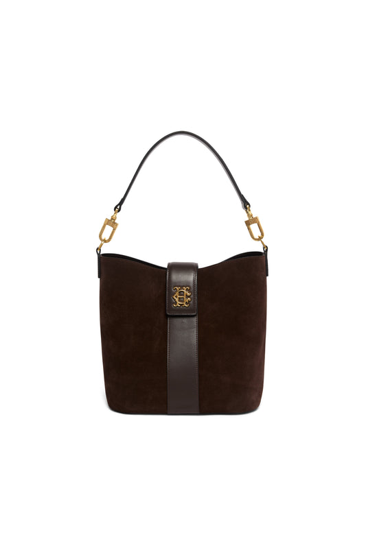 Milan Bucket Bag (Chocolate Suede)