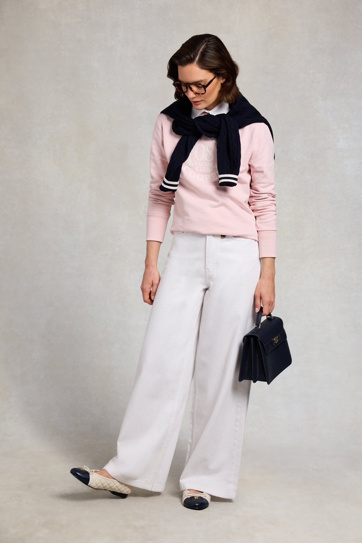 Mock Collar Crew Neck Sweat (Pink)