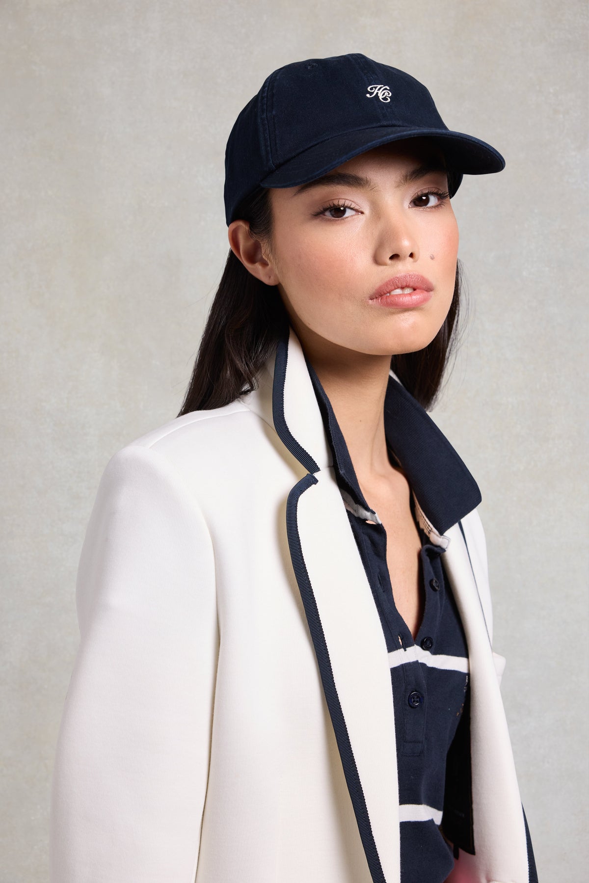 Monogram Cap (Navy Ecru)