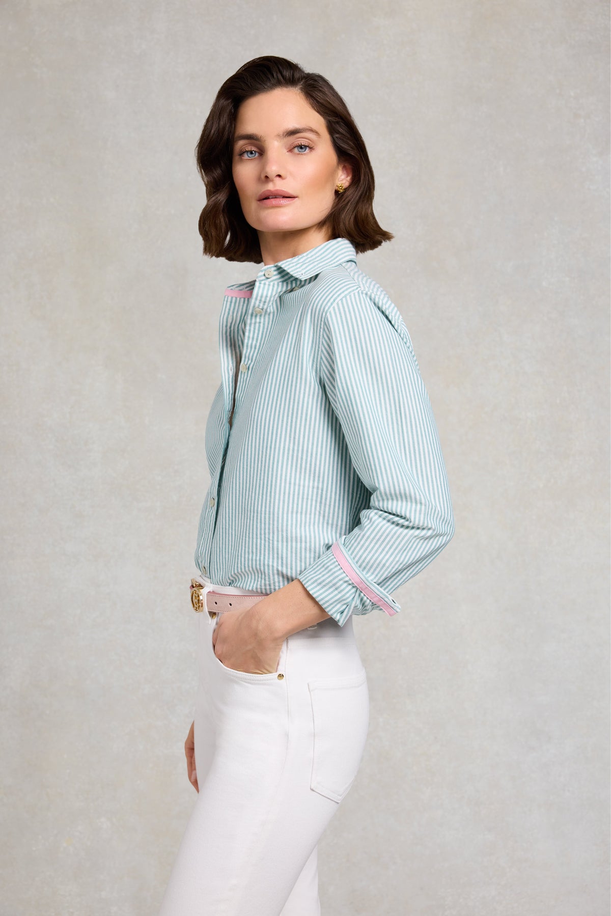 Oxford Shirt (Light Teal Stripe)