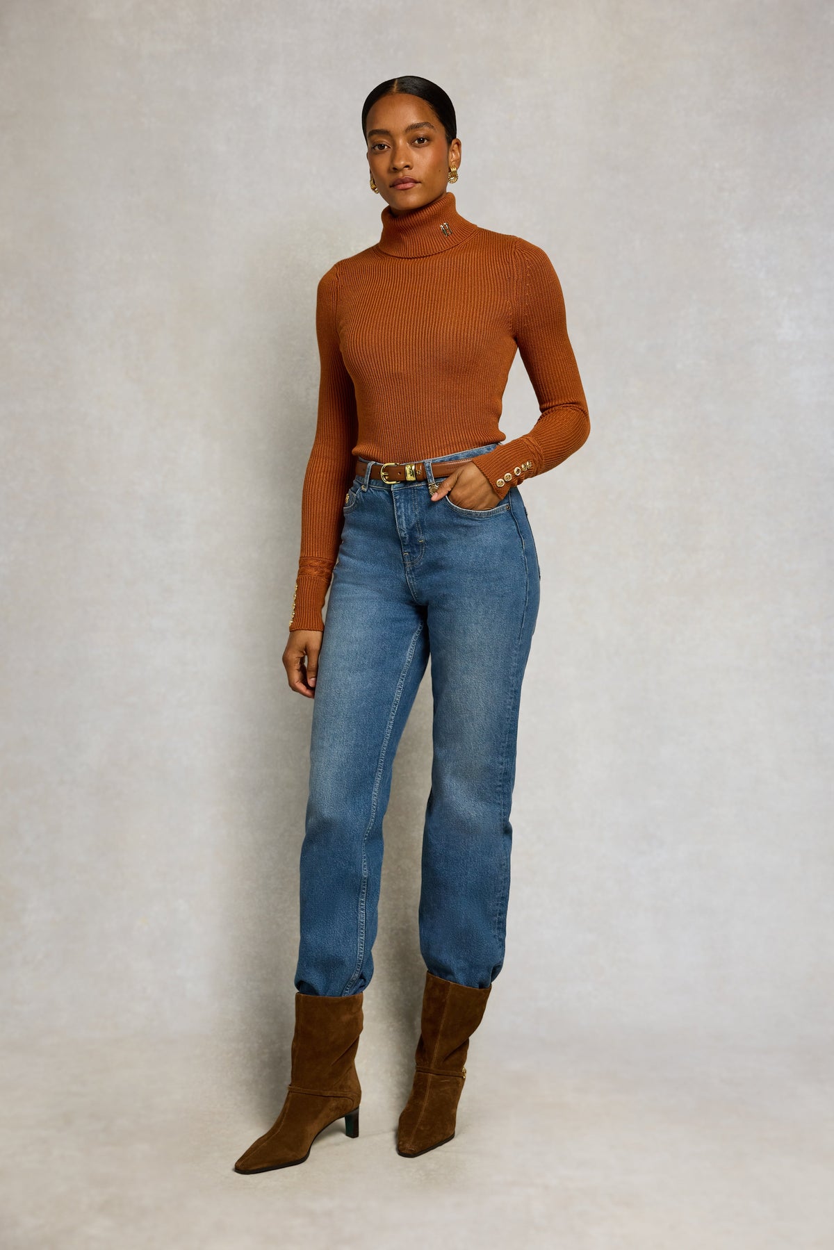 Painswick Roll Neck Knit (Terracotta)