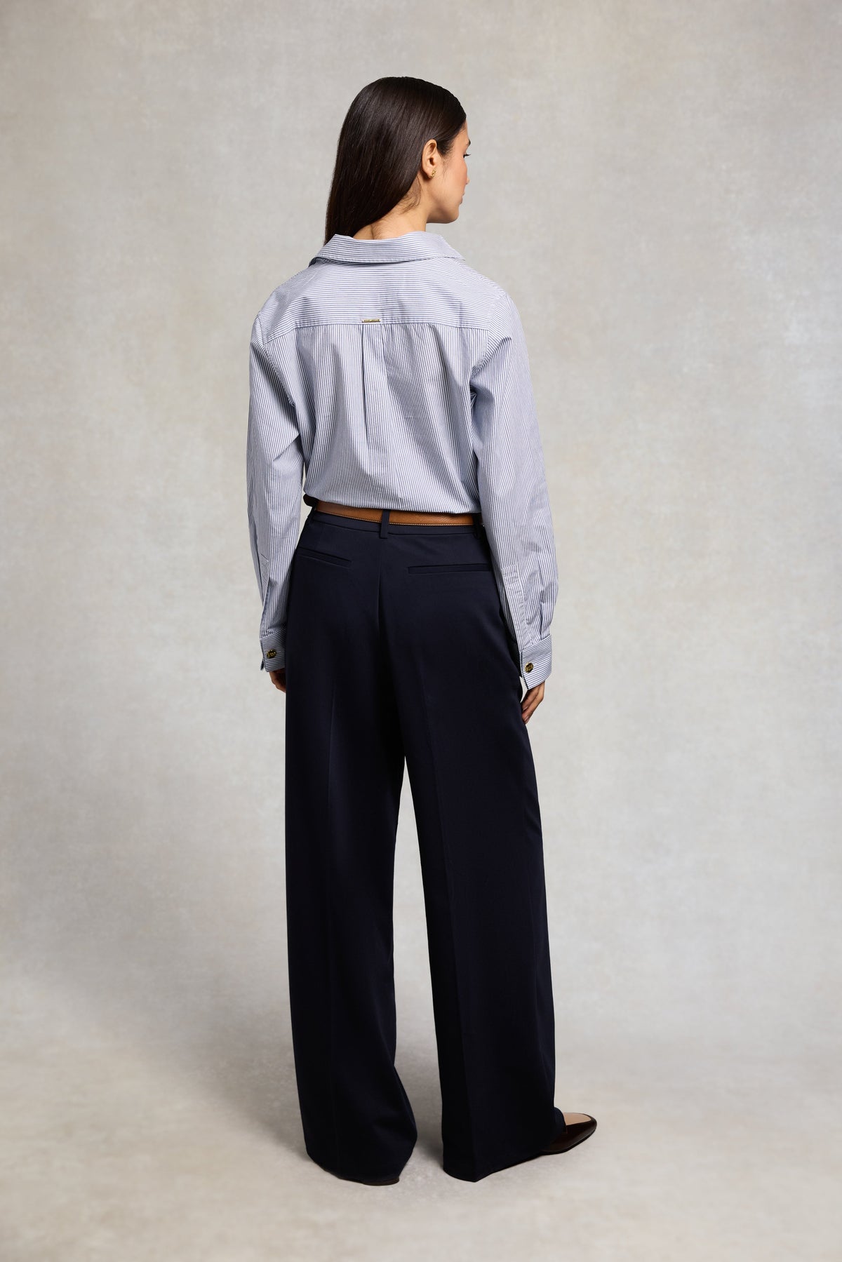 Pleated Wide Leg Trouser (Ink Navy)
