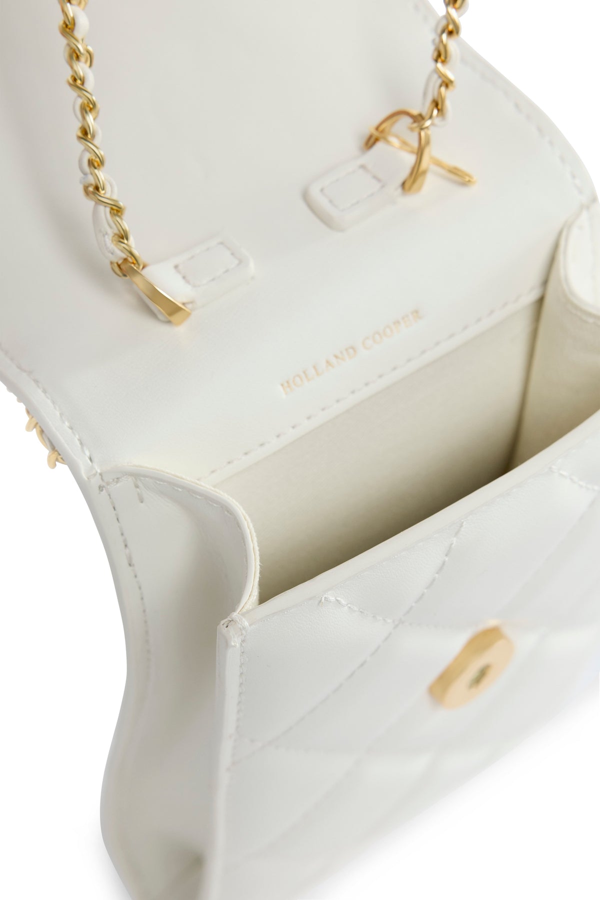 Quilted Chain Crossbody Pouch (Cream)