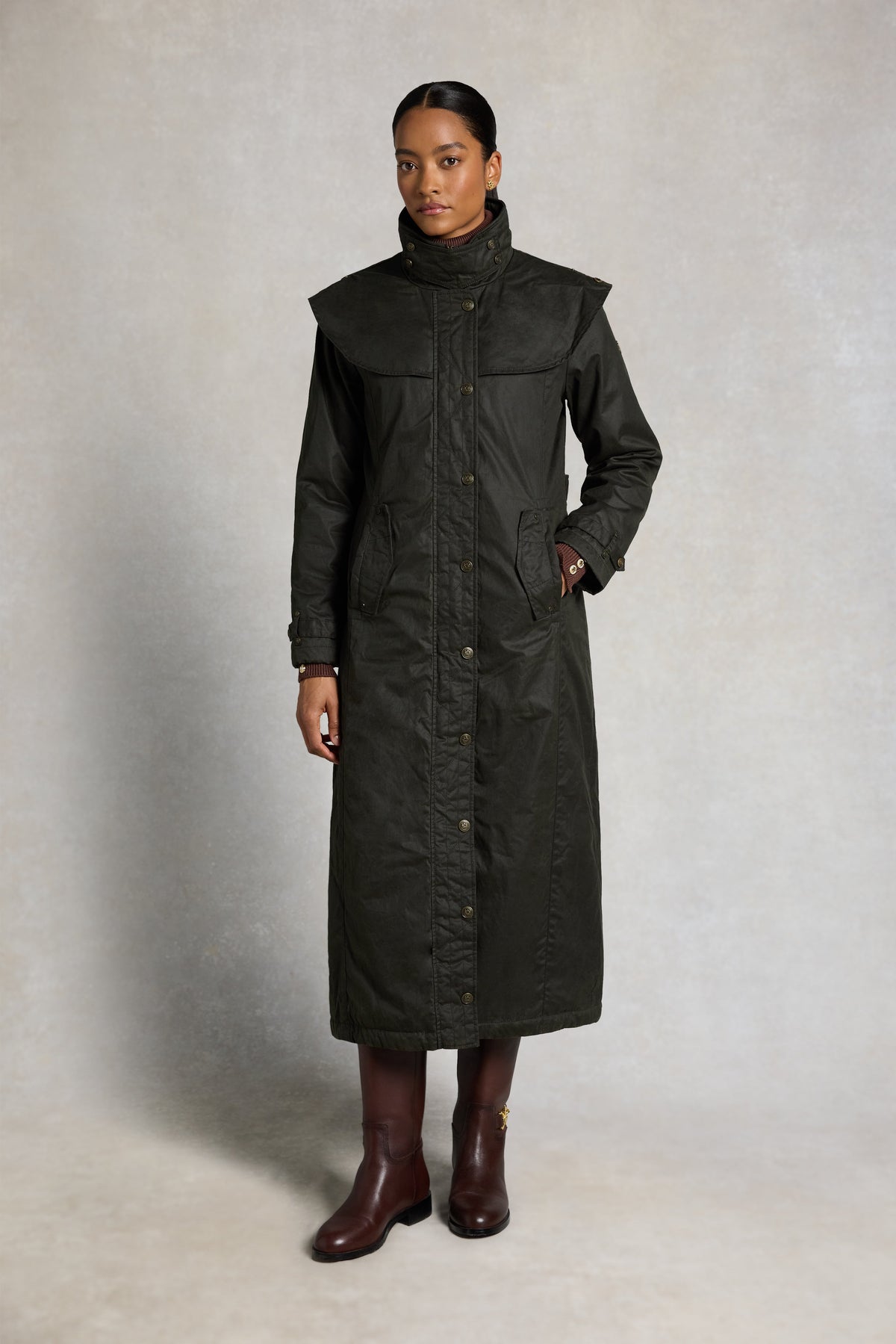 Merissa Wax Stockman Coat (Dark Olive)