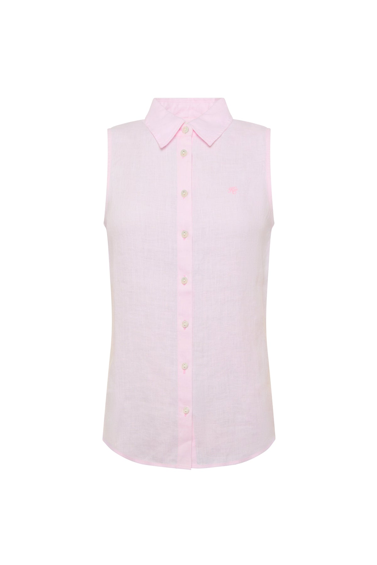 Sleeveless Amalfi Linen Shirt (Powder Pink Linen)