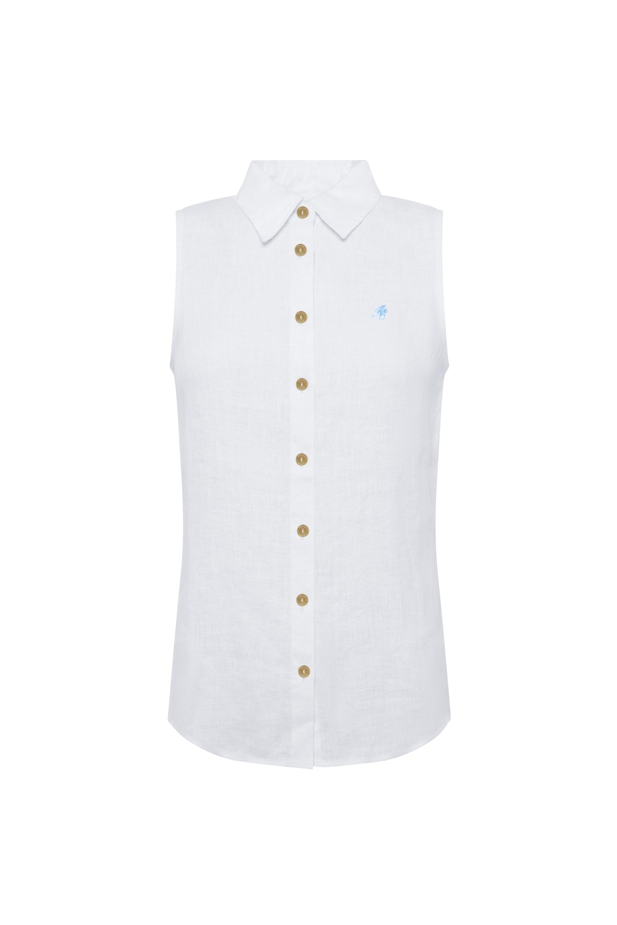 Sleeveless Amalfi Linen Shirt (White)