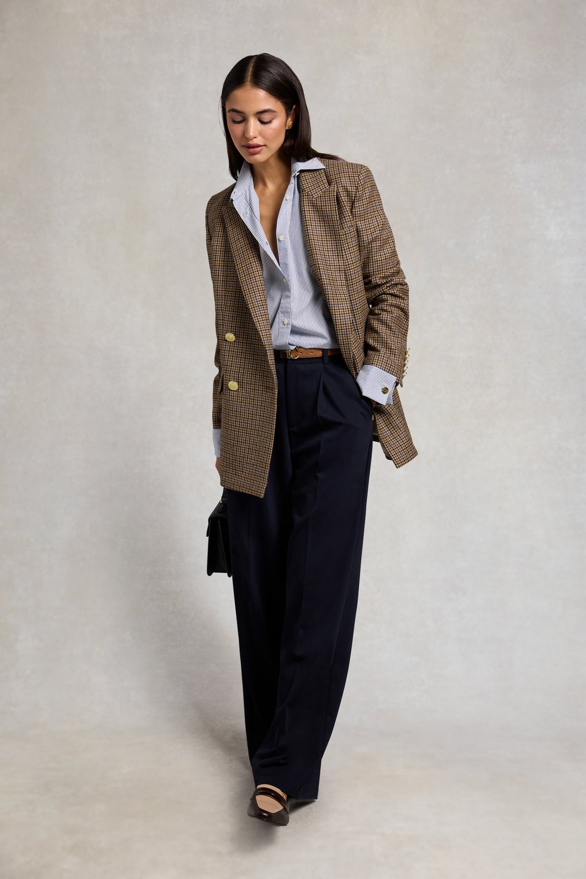 Relaxed Fit Shirt (Fine Navy Double Stripe)