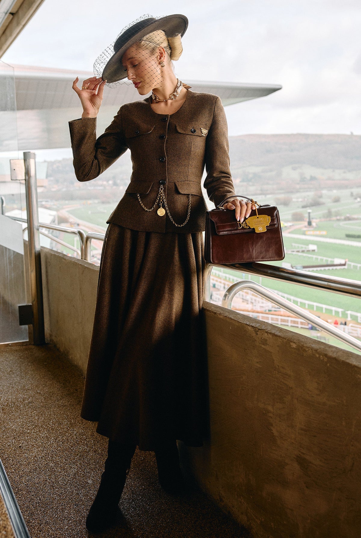 Leonora Smee's Cheltenham Look (Tobacco Herringbone)