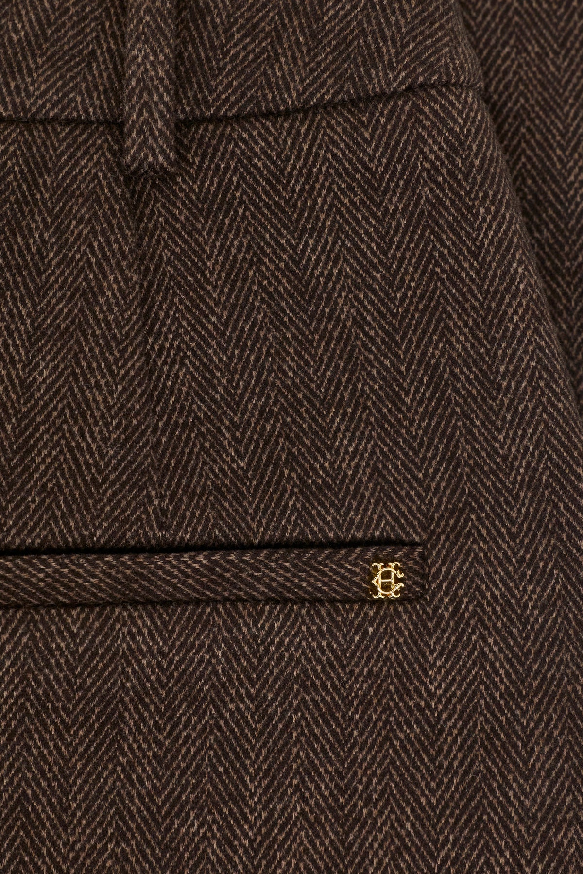 Richmond Wide Leg Trouser (Walnut Herringbone)