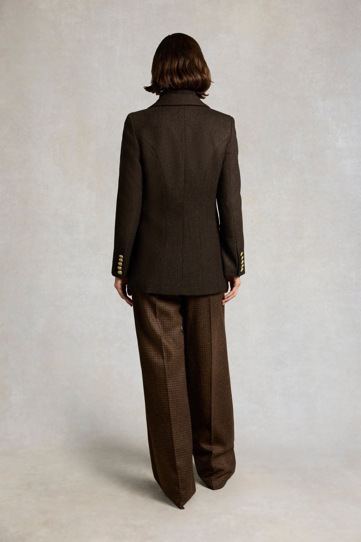 Double Breasted Blazer (Chocolate Herringbone)