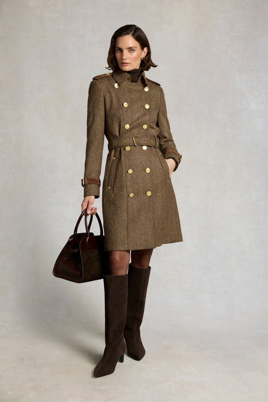 Marlborough Trench Coat (Large Scale Brown Herringbone)