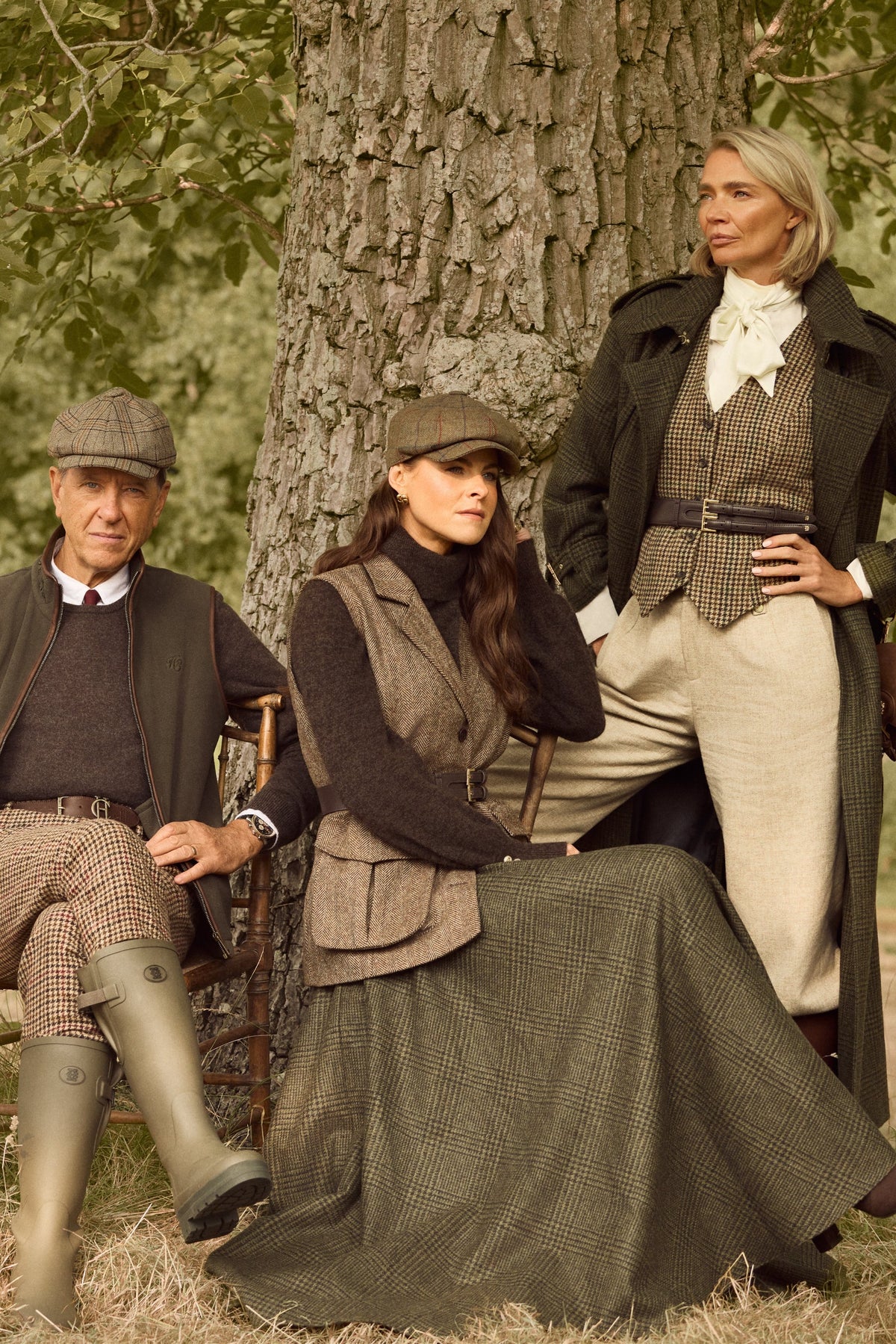 360 Maxi Tweed Circle Skirt (Forest Prince Of Wales)