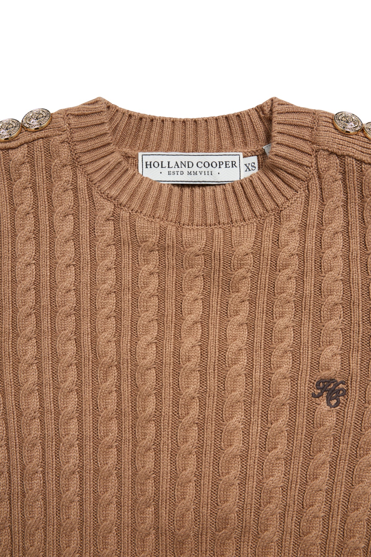 Seattle Cable Crew Knit (Dark Camel)