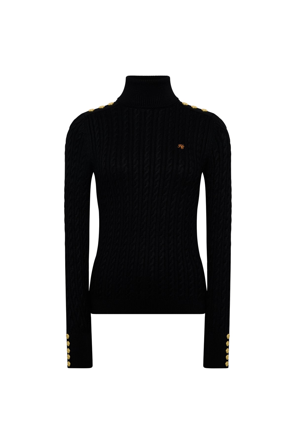Seattle Roll Neck Cable Knit (Black)